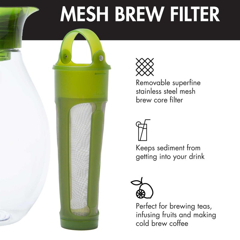 Primula The Big Iced Tea Maker and Infuser, Plastic Beverage Pitcher with Leak Proof, Airtight Lid, Fine Mesh Reusable Filter, Made without BPA, Dishwasher Safe, Green - Image 4